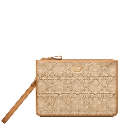 dior free raffia pouch|Dior caro cannage pouch.